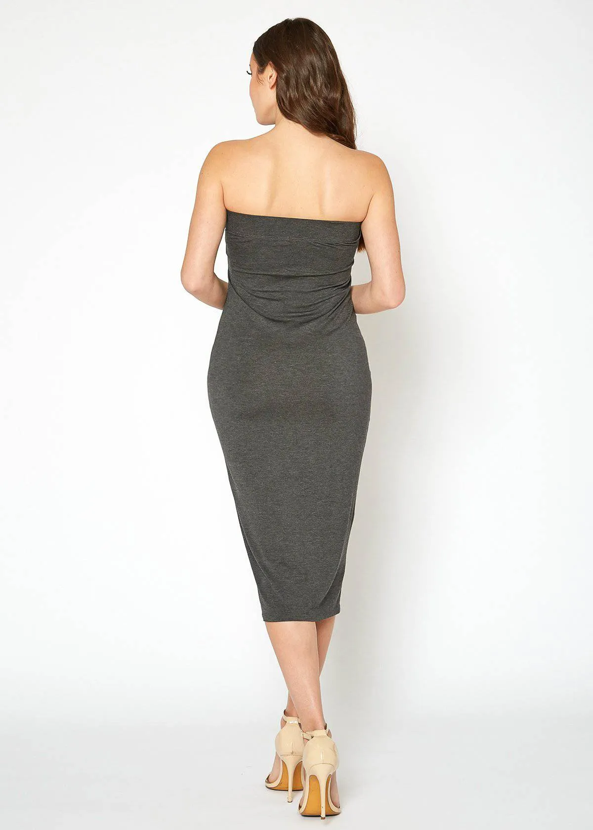 Women'S Tube Top Bodycon Midi Dress