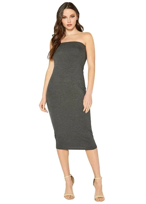 Women'S Tube Top Bodycon Midi Dress