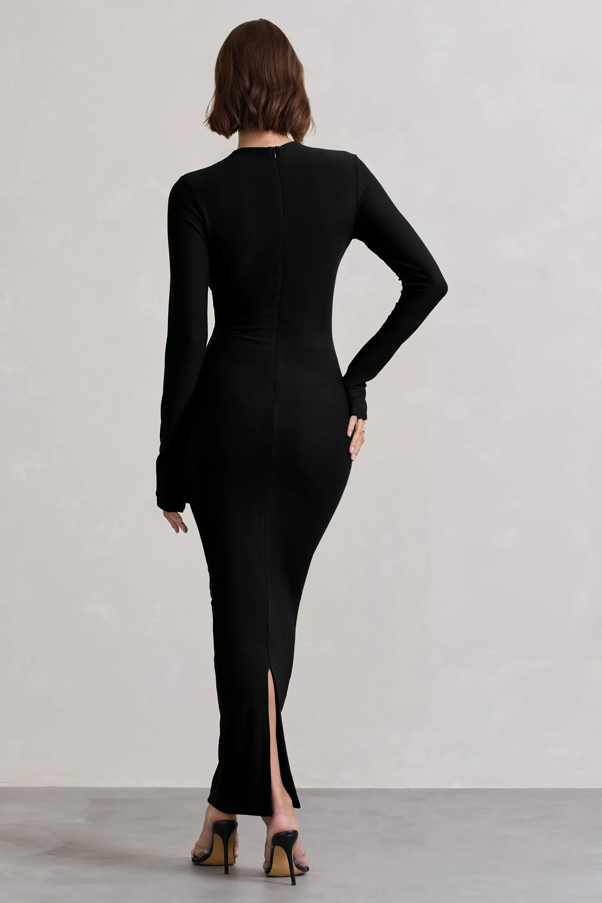 Wonder | Black Bodycon Long-Sleeve Maxi Dress