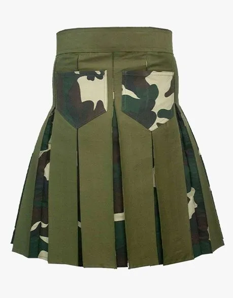 WOODLAND CAMO AND OLIVE GREEN HYBRID KILT