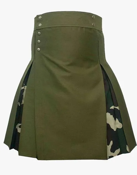 WOODLAND CAMO AND OLIVE GREEN HYBRID KILT