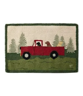 Wool Hooked Novelty Rug, Dog Caravan